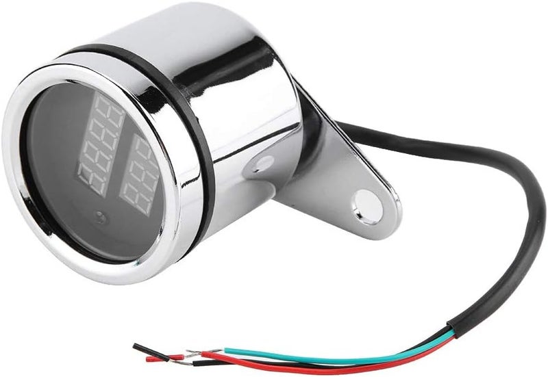 Ymiko Universal Electronic Tachometer 2 in 1 Motorcycle LED Digital Voltmeter Tachometer Gauge Metal Odometer Speedometer Silver for Meauring Voltage of Motorcycle - Image 1