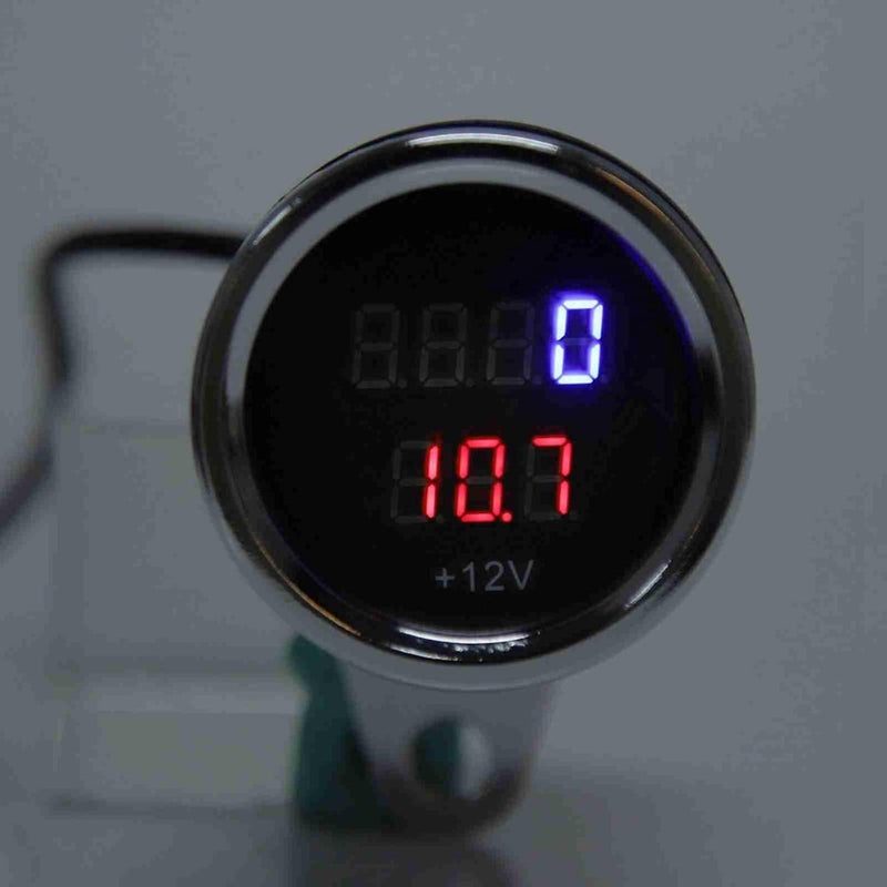 Ymiko Universal Electronic Tachometer 2 in 1 Motorcycle LED Digital Voltmeter Tachometer Gauge Metal Odometer Speedometer Silver for Meauring Voltage of Motorcycle - Image 3
