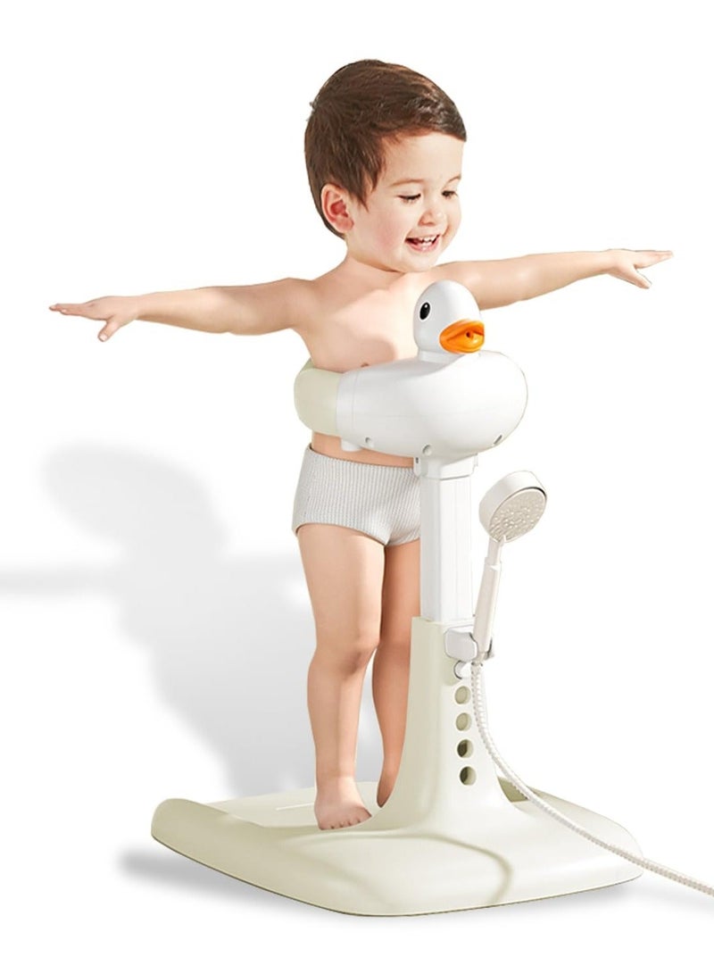 XiuWoo Adjustable Height Baby Shower Stand with Anti-Slip Base,Bath Shower Standing Support Baby Bath Stand,Portable Bath Helper Baby,Free Mother Hands - Image 1
