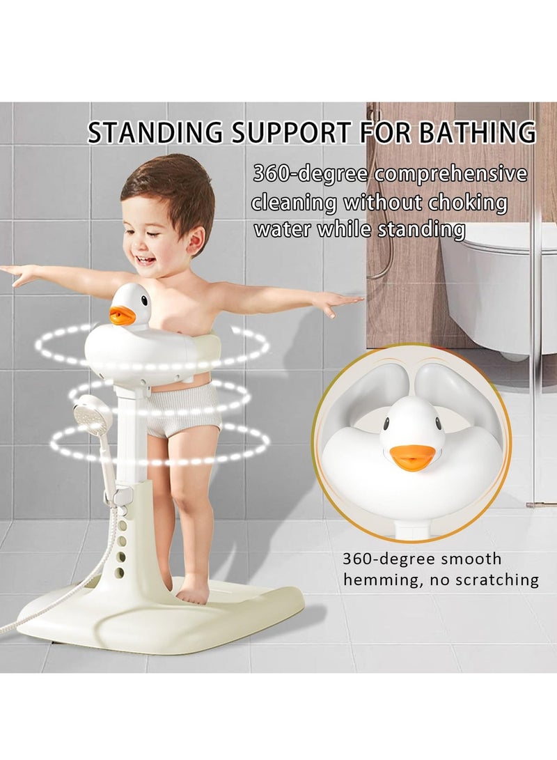 XiuWoo Adjustable Height Baby Shower Stand with Anti-Slip Base,Bath Shower Standing Support Baby Bath Stand,Portable Bath Helper Baby,Free Mother Hands - Image 5