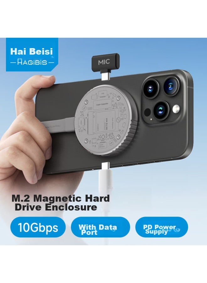 Hagibis Magnetic Hard Drive Enclosure 2230, Portable Ssd M.2 Nvme External Hard Drive Case, Ssd Reader, Compatible With Apple Iphone 16, Mobile Phones, Laptops, Mac Computers, External Storage Expansion - Image 1