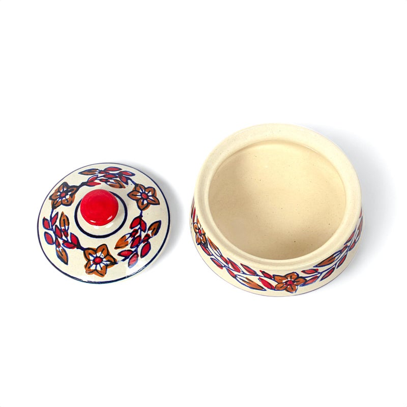 Kala Kriti كالاكرِتي 400 مل وعاء سيراميك مطلي يدويًا مع غطاء | وعاء إعداد الزبادي | وعاء برياني | مجموعة برطمانات مخلل مع غطاء، حاويات مخلل، وعاء زبادي، وعاء صلصة، أوعية زبادي (أحمر، عبوة من 2) - Image 4