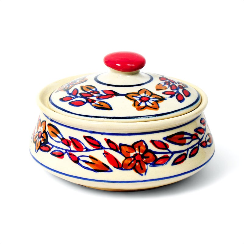 Kala Kriti كالاكرِتي 400 مل وعاء سيراميك مطلي يدويًا مع غطاء | وعاء إعداد الزبادي | وعاء برياني | مجموعة برطمانات مخلل مع غطاء، حاويات مخلل، وعاء زبادي، وعاء صلصة، أوعية زبادي (أحمر، عبوة من 2) - Image 2