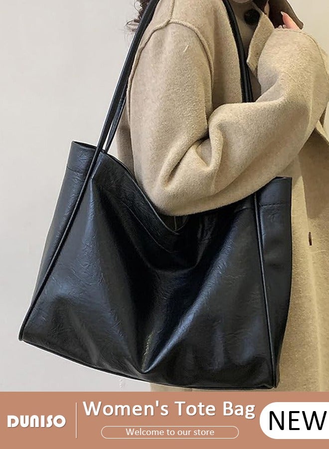 DUNISO Women's Shoulder Tote Bag Faux Leather Handbag For Women Large Capacity Bucket Bag Fashionable Travel Messenger Shoulder Bag For Ladies Girls College Students - Image 1