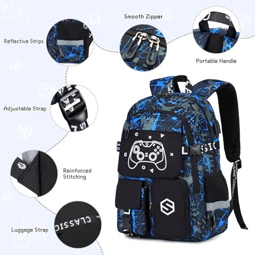 Scothen Boys Backpack, Cool Luminous School Backpacks for Boys with Lunch Bag Pencil Case, Kids Backpack Kindergarten Elementary Middle School Book Bags for Teen Boy Children with USB Charging Port - Image 5