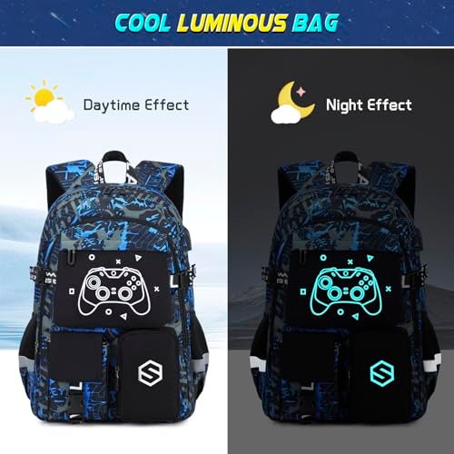 Scothen Boys Backpack, Cool Luminous School Backpacks for Boys with Lunch Bag Pencil Case, Kids Backpack Kindergarten Elementary Middle School Book Bags for Teen Boy Children with USB Charging Port - Image 3