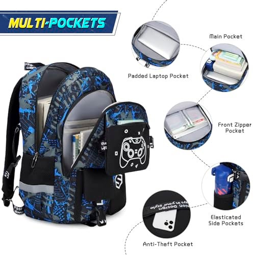 Scothen Boys Backpack, Cool Luminous School Backpacks for Boys with Lunch Bag Pencil Case, Kids Backpack Kindergarten Elementary Middle School Book Bags for Teen Boy Children with USB Charging Port - Image 4