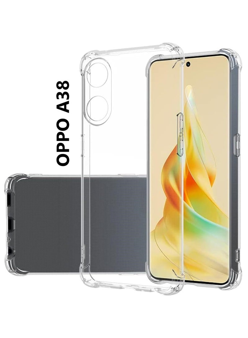 HuHa OPPO A38 Case Cover, Soft Flexible Transparent Silicone  Back Cover with Camera Protection and Shockproof Bumper for Oppo A38 - Clear