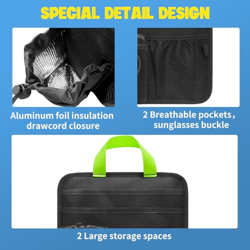 BOHEMIABY Beach Chair Cup Holder Attachment with Insulated Sleeve & 5 Pockets, Adjustable Armrest Organizer Caddy for Lawn Chairs, Camping, Stadium, Office (Black) - Image 4