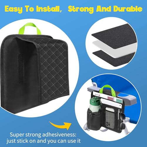 BOHEMIABY Beach Chair Cup Holder Attachment with Insulated Sleeve & 5 Pockets, Adjustable Armrest Organizer Caddy for Lawn Chairs, Camping, Stadium, Office (Black) - Image 5