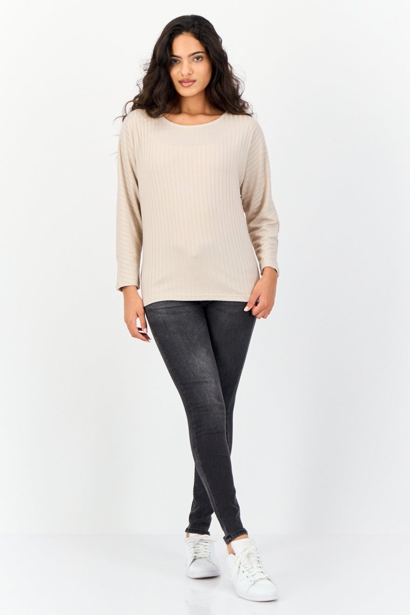 ONLY Jacqueline De Yong x Only Women Round Neck Long Sleeves Rib Top, Grey - Image 4