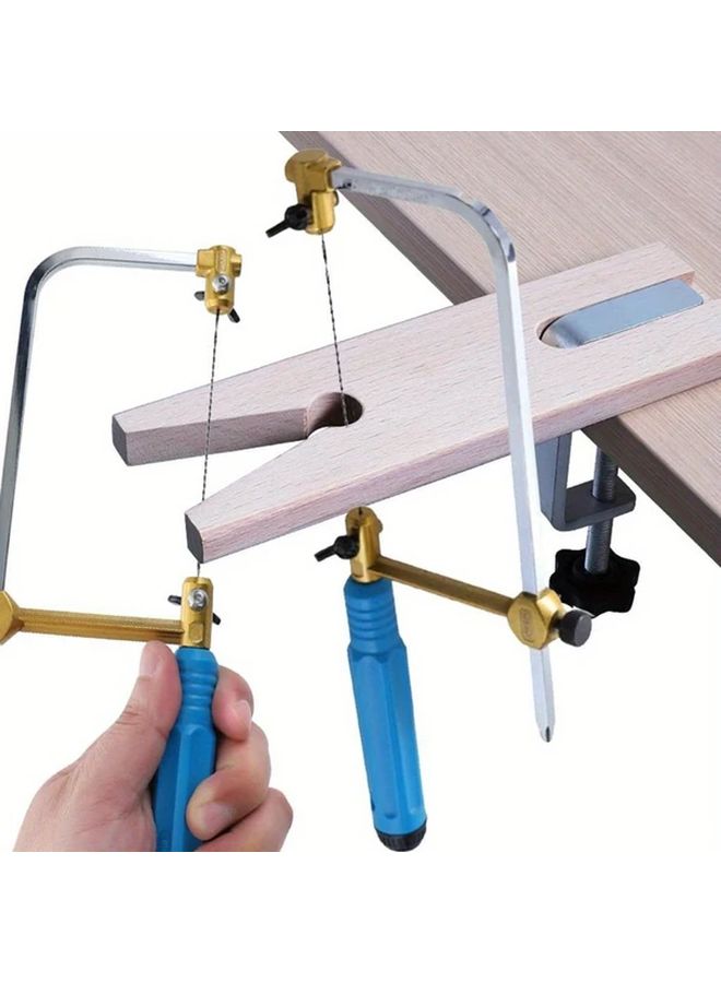 Japanese Coping Frame Hand Saw Set With 8 Different Size Replacement Blanks 400 Size Color Metal U Shaped DIY Woodworking And Craft Tool Precision Edges For Sharp Saws Ideal For Woodwork Projects - Image 1