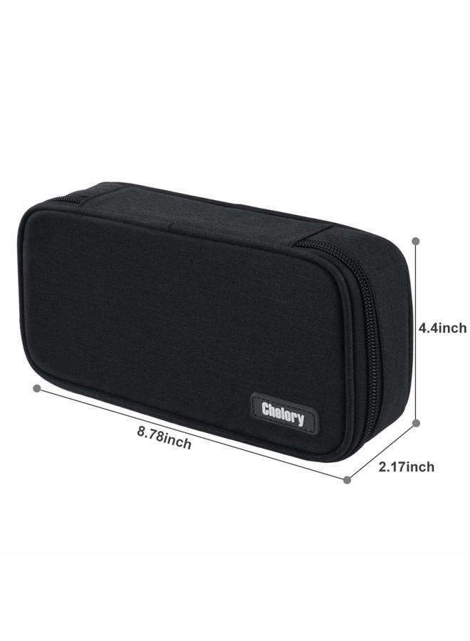 Chelory Big Capacity Pencil Case Large Pencil Bag Pouch Portable Pen Pencil Marker Cases Holder Multi Functional Office Stationery Storage Organizer Supplies Makeup Bag Men Women, Black - Image 5