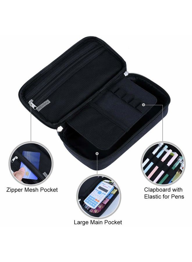 Chelory Big Capacity Pencil Case Large Pencil Bag Pouch Portable Pen Pencil Marker Cases Holder Multi Functional Office Stationery Storage Organizer Supplies Makeup Bag Men Women, Black - Image 4
