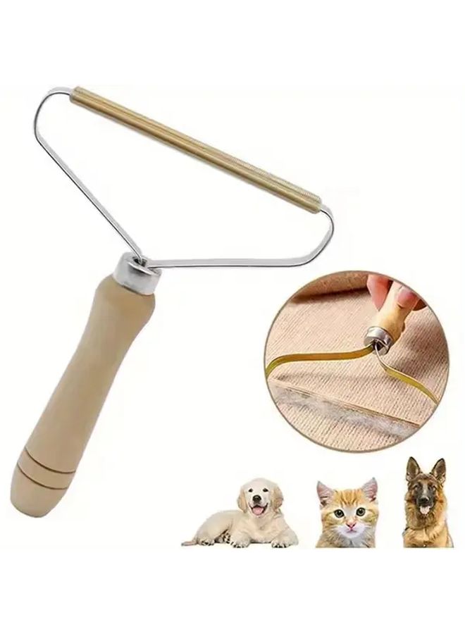Portable Wool Defuzzing Tool With Pure Copper Blades And Wooden Handle 1pc - Image 1