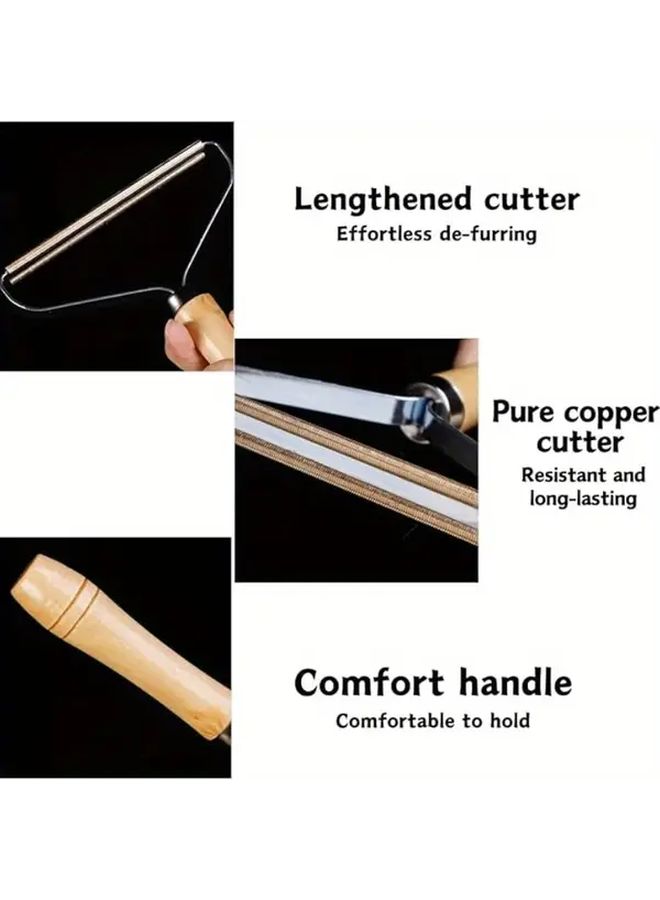 Portable Wool Defuzzing Tool With Pure Copper Blades And Wooden Handle 1pc - Image 5