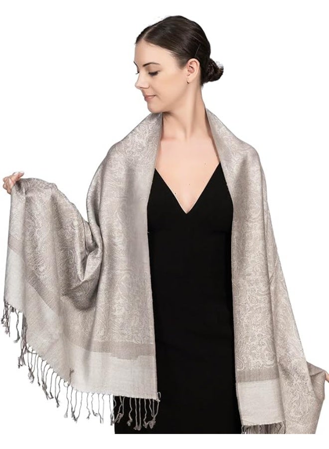 Achillea Two-Tone Vintage Paisley Pashmina Scarf – Lightweight Wrap & Shawl for Dresses, Weddings, Travel, All Seasons - Image 4