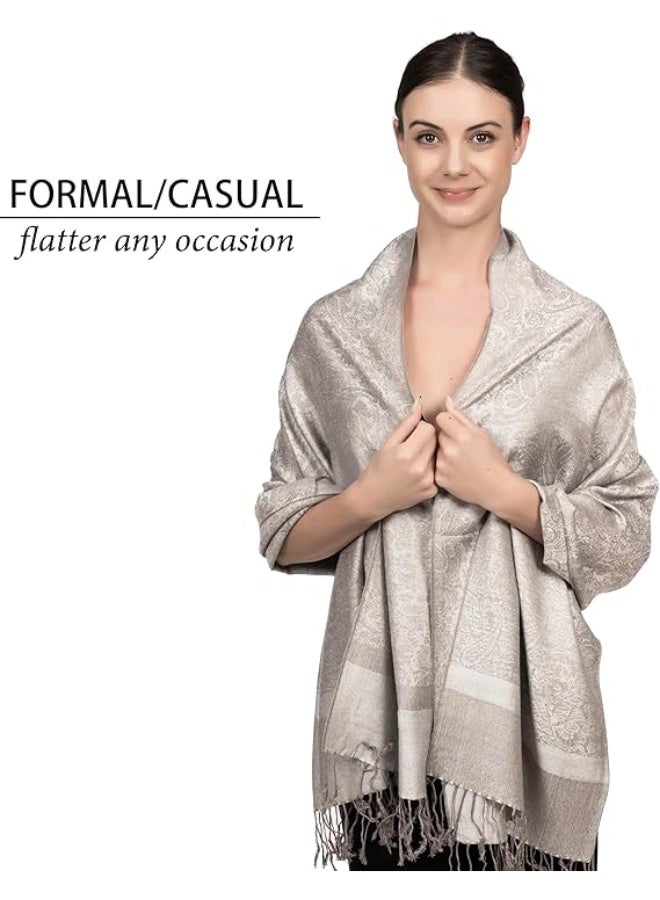 Achillea Two-Tone Vintage Paisley Pashmina Scarf – Lightweight Wrap & Shawl for Dresses, Weddings, Travel, All Seasons - Image 3