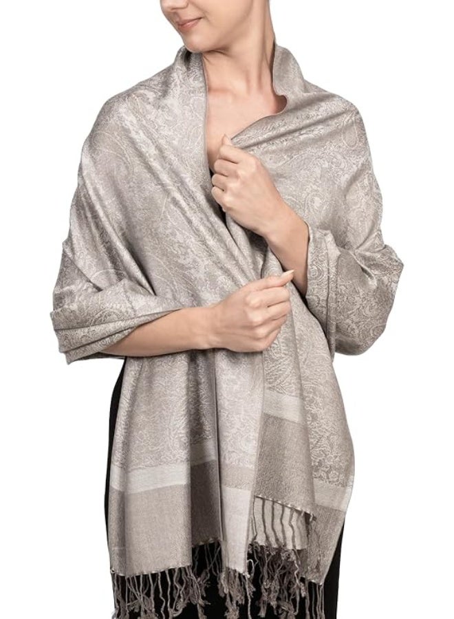 Achillea Two-Tone Vintage Paisley Pashmina Scarf – Lightweight Wrap & Shawl for Dresses, Weddings, Travel, All Seasons - Image 1