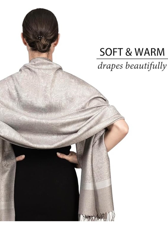 Achillea Two-Tone Vintage Paisley Pashmina Scarf – Lightweight Wrap & Shawl for Dresses, Weddings, Travel, All Seasons - Image 2