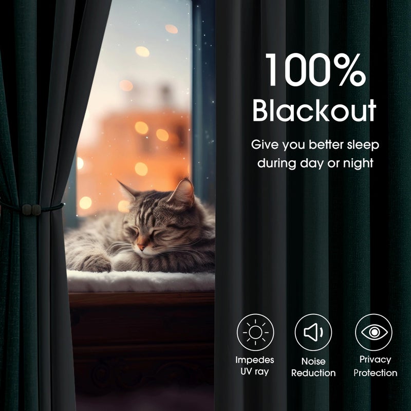 Geomoroccan Ombre 100% Blackout Curtains 63 Inch Length 2 Panels For Bedroom Teal White Gradient Patterned Room Darkening Noise Reducing Thermal Insulated Rod Pocket Window Treatment Drapes - Image 2