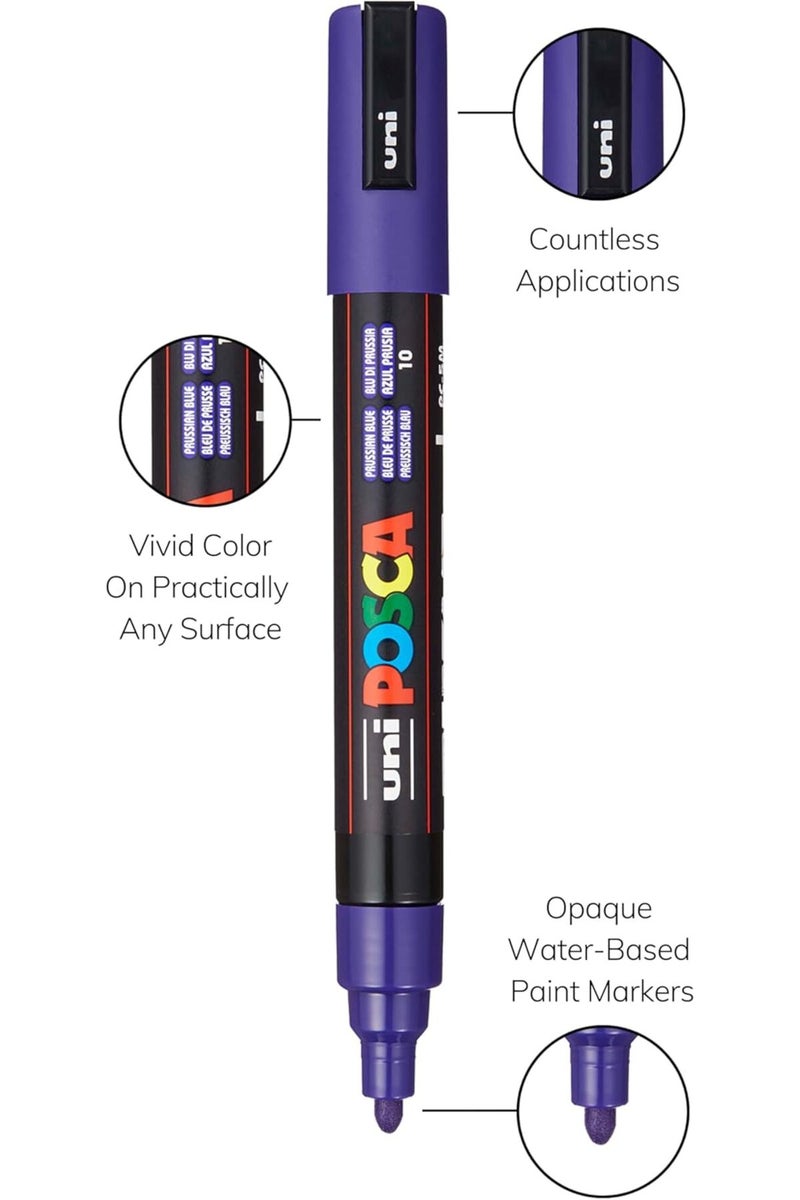 POSCA أقلام طلاء دائمة قائمة على الماء PC-5M، مجموعة من 8 (ألوان داكنة) - Image 3
