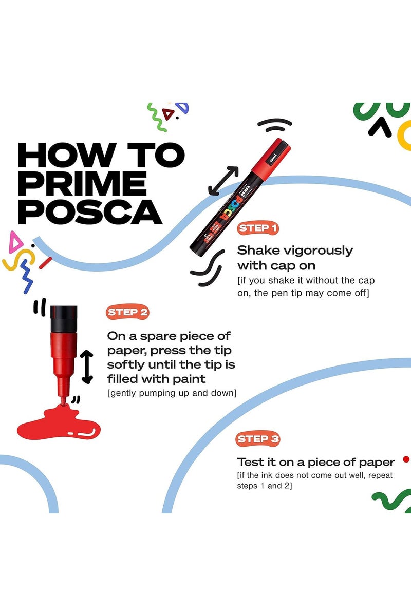 POSCA أقلام طلاء دائمة قائمة على الماء PC-5M، مجموعة من 8 (ألوان داكنة) - Image 4