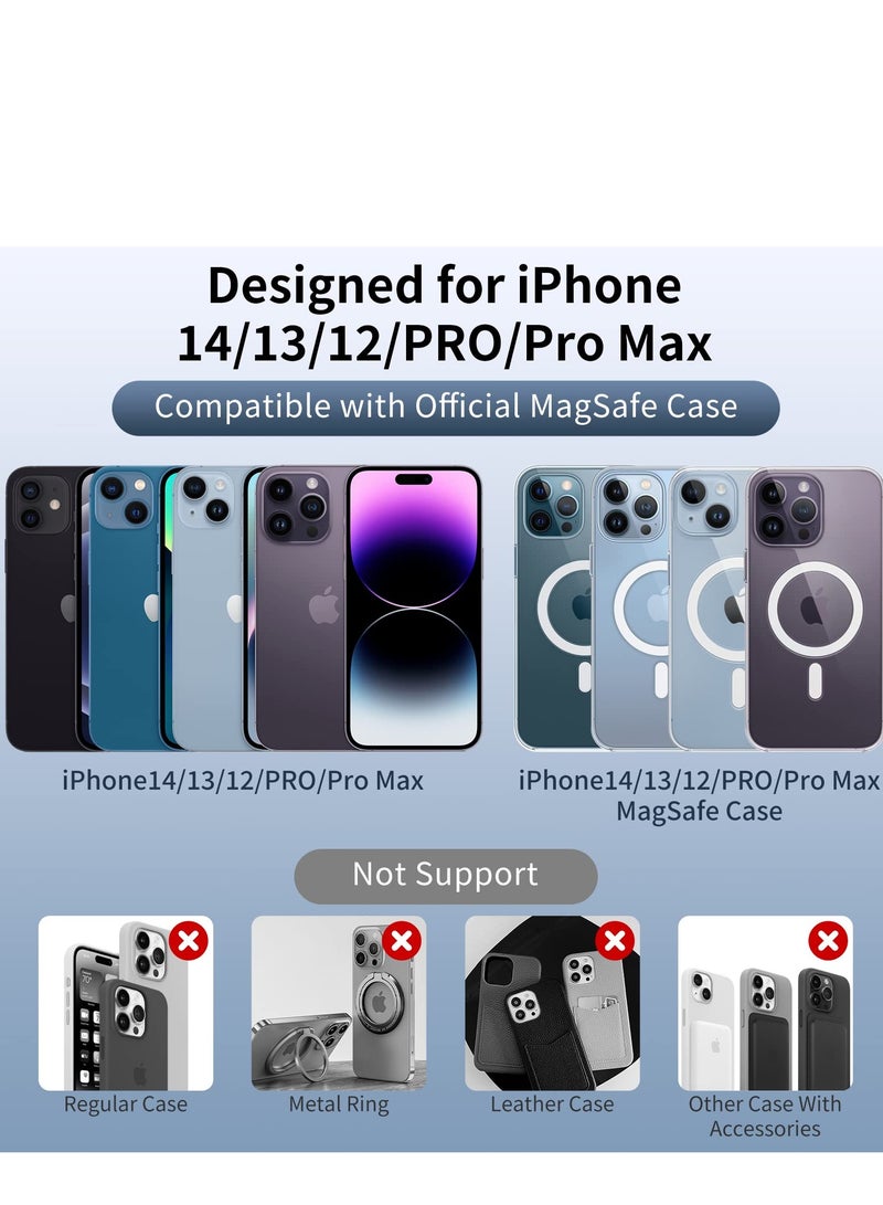 Mag Safe Magnetic Wireless Car Charger Holder for iPhone 15W Quick Charge Vent Hole Phone Holder for iPhone 14/14 Pro/14 Max/13/13 Pro/13 Pro Max/ 12/12Pro/Mini Phone Holder Car Accessories Gray