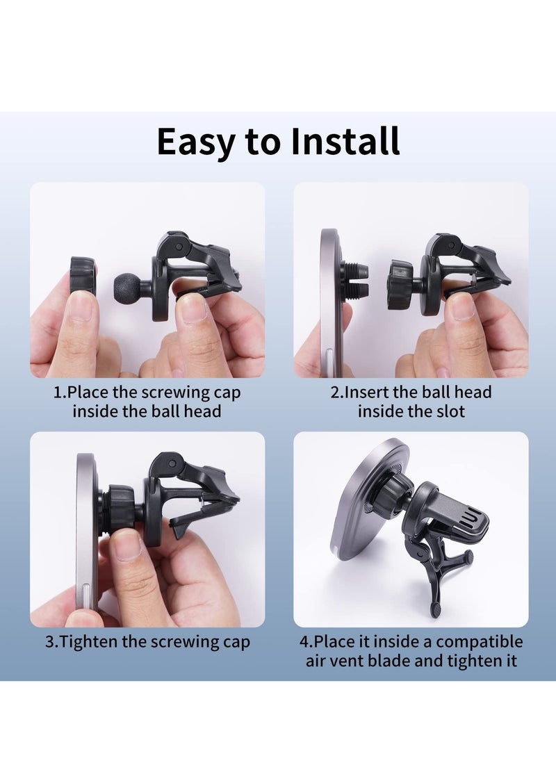 Mag Safe Magnetic Wireless Car Charger Holder for iPhone 15W Quick Charge Vent Hole Phone Holder for iPhone 14/14 Pro/14 Max/13/13 Pro/13 Pro Max/ 12/12Pro/Mini Phone Holder Car Accessories Gray