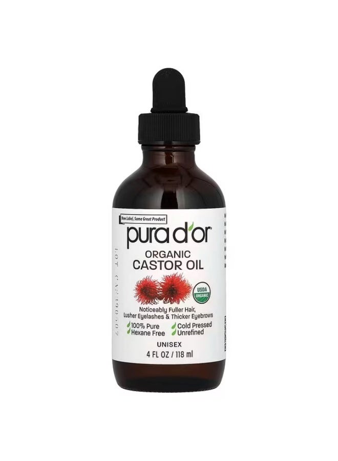 Pura D'or, Organic Castor Oil, 4 fl oz (118 ml) - Image 1