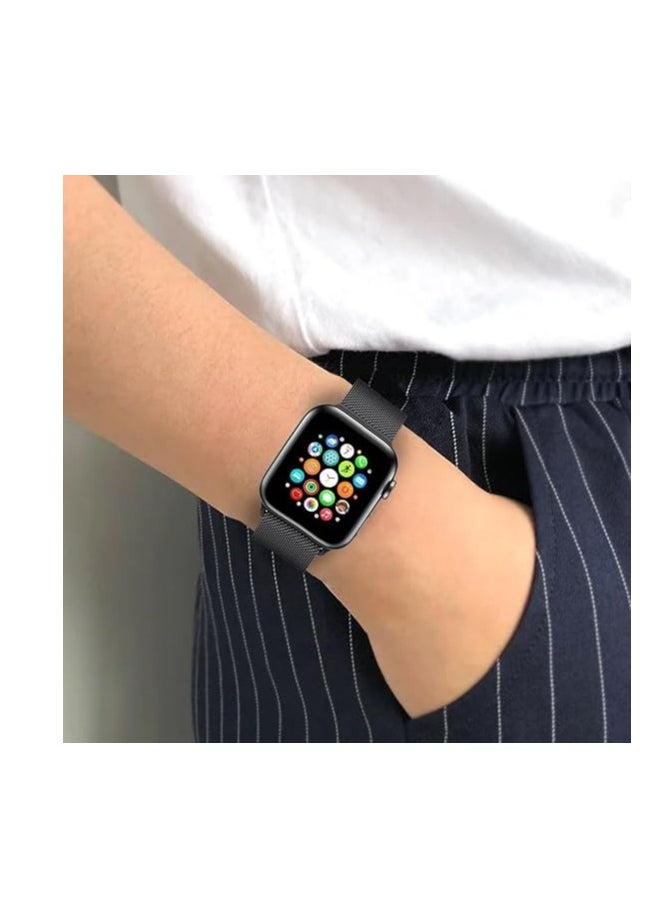adhomax - Band mesh Metal loop Replacement Strap, Magnetic Clasp Compatible with ultra smart Watch  Steel Metal Replacement Strap, one size and Compatible with apple smart watches - Image 1