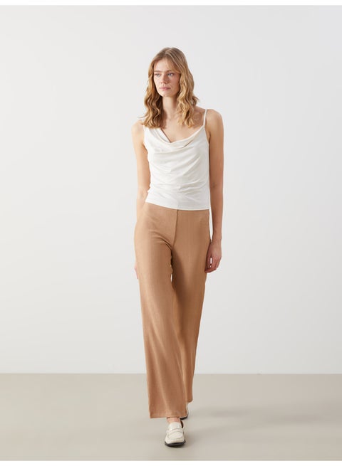 Elasticated Waist Textured Women's Trousers