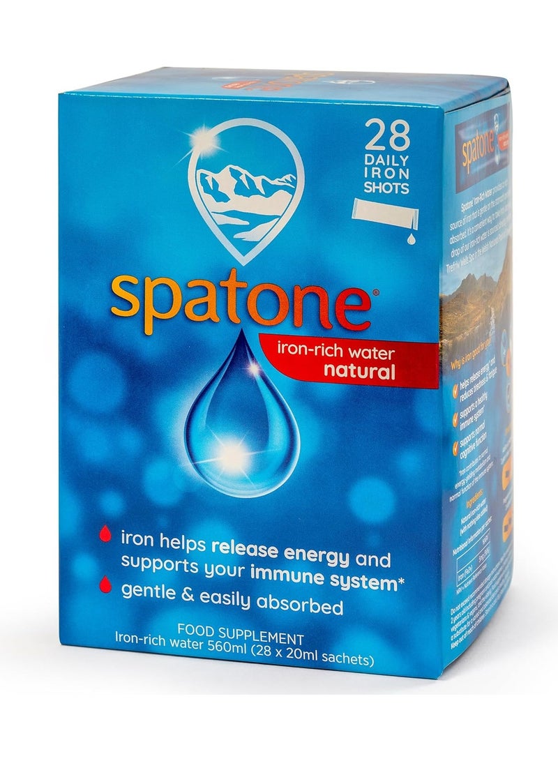 Spatone Natural Iron Supplement (28 Sachets), Daily Convenient Liquid Iron Sachets, Nothing Artificial, Better Absorption than Tablets