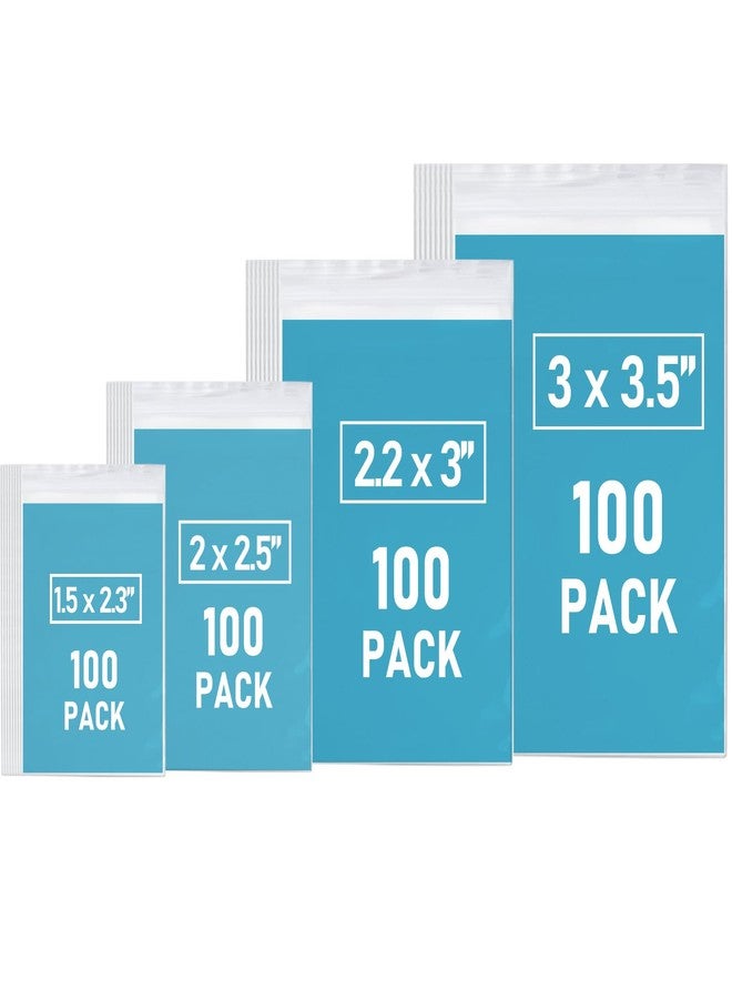 WOW DING 400PCS Small Plastic Bags, 4 Assorted Sizes Mini Ziplock Bag, Small Baggies, Clear Jewelry Bags Resealable, Reclosable Poly Bags for Pill, Beads, Storage - Image 1