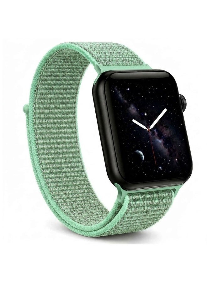 CATANES Breathable Nylon Sport Loop Band Compatible with Apple Watch 44mm 45mm 46mm 49mm for Women Men, iWatch Wrist Straps for Ultra 3 2, Se, Series 11 10 9 8 7 - sage green yellow - Image 1