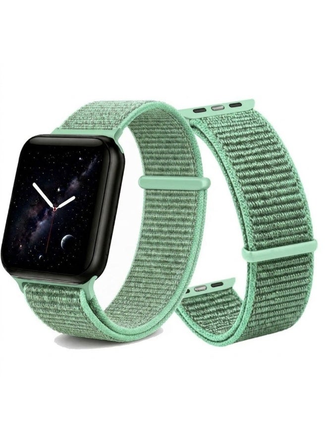CATANES Breathable Nylon Sport Loop Band Compatible with Apple Watch 44mm 45mm 46mm 49mm for Women Men, iWatch Wrist Straps for Ultra 3 2, Se, Series 11 10 9 8 7 - sage green yellow - Image 2