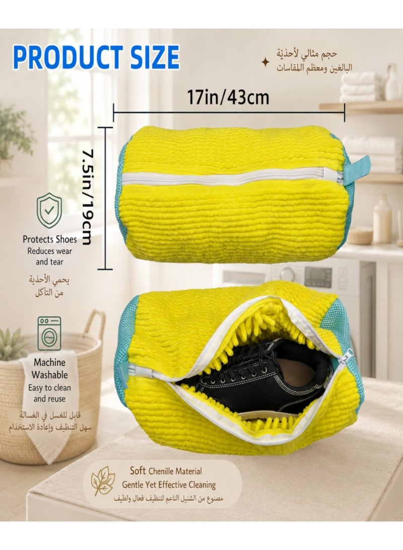 NayZaan Shoe Washing Machine Bag Laundry Shoe Bag for Washer and Dryer Reusable 2pc Shoe Cleaning Bags for Sneakers 360° Deep Cleaning Machine for All Shoes Types With Self-locking Zipper - Image 2