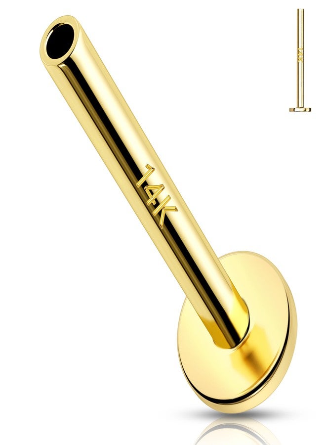 Melighting 14K Solid Gold Threadless Replacement, Gold Threadless Post Push in Flat Back, Labret, Nose, Helix, Conch, Tragus Cartilage Stud Earring 16G 18G 20G - Image 1