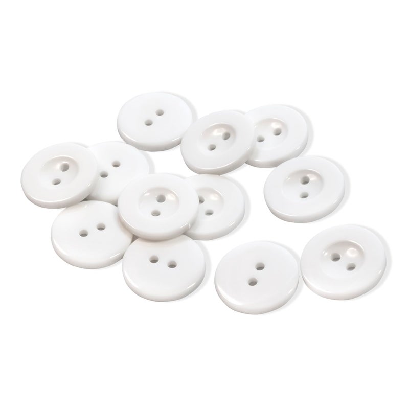Metalandbrassco 12 Pcs White Lab Coat Buttons 2 Hole 30L Sewing Buttons 075 inch Decotative Glossy Plastic Ideal for Lab Coat Uniform Pants Jacket Bags Accessories Craft DIY