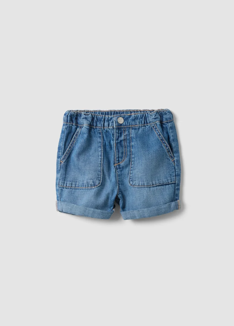 او في اس OVS Children'S Regular Fit Blue Denim Cotton Blend Shorts