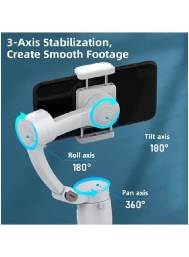 مثبت هاتف وعصا سيلفي يدوية قابلة للطي M1 (Gimbal) ثلاثي المحاور مع تتبع ذكي AI للتصوير والبث المباشر - Image 2