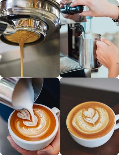 Adorever Milk Frothing Pitcher 20oz Stainless Steel Milk Frother Cup Steaming Pitcher Cappuccino Espresso Accessories Coffee Bar Barista Tools Metal Steamer Cup Milk Jug with Latte Art Pen Matte Steel - Image 3