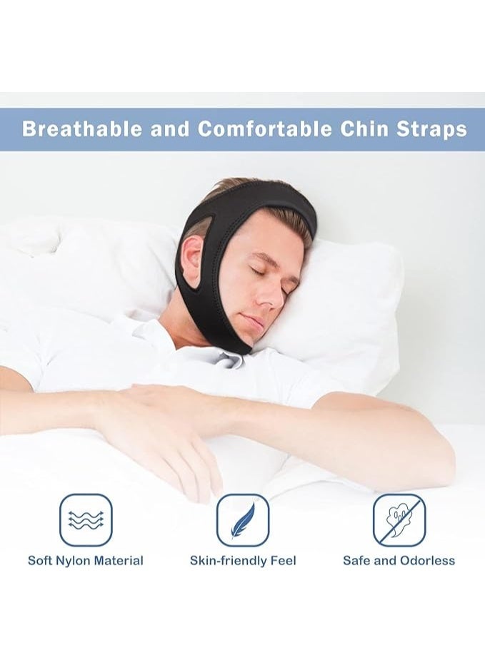 DUNISO Anti Snore Chin Strap，Chin Strap for CPAP Users，Snore Stopper with Adjustable Velcro，Breathable，Comfortable，Keep Mouth Closed While Sleeping for Men and Women，Black - Image 5