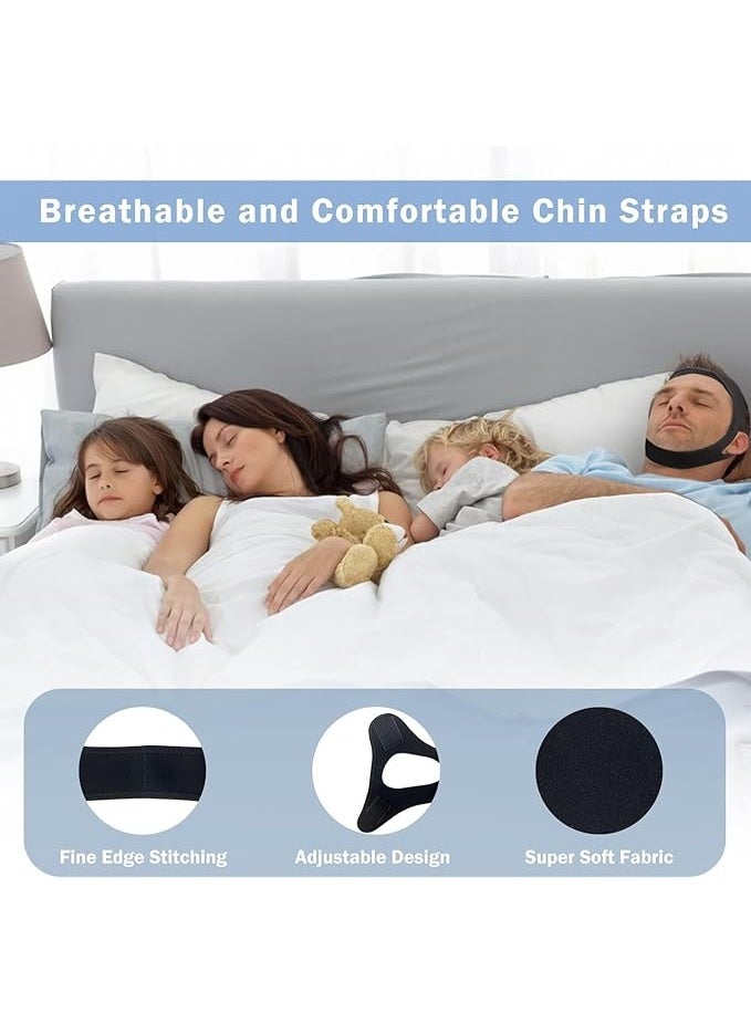 DUNISO Anti Snore Chin Strap，Chin Strap for CPAP Users，Snore Stopper with Adjustable Velcro，Breathable，Comfortable，Keep Mouth Closed While Sleeping for Men and Women，Black - Image 4