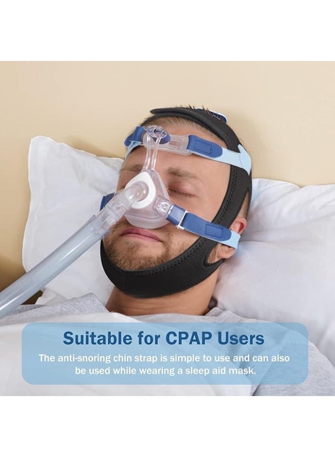 DUNISO Anti Snore Chin Strap，Chin Strap for CPAP Users，Snore Stopper with Adjustable Velcro，Breathable，Comfortable，Keep Mouth Closed While Sleeping for Men and Women，Black - Image 3