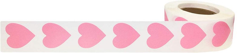 InStockLabels.com Pink Heart Stickers - 3/4 Inch Small Adhesive Labels, 500 Stickers per Roll for Valentine's Day, Crafts, Cards, Packaging, and DIY Decorations - Made in The USA - Image 1