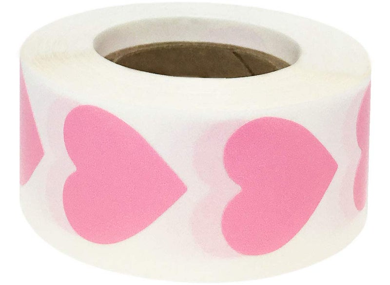 InStockLabels.com Pink Heart Stickers - 3/4 Inch Small Adhesive Labels, 500 Stickers per Roll for Valentine's Day, Crafts, Cards, Packaging, and DIY Decorations - Made in The USA - Image 2