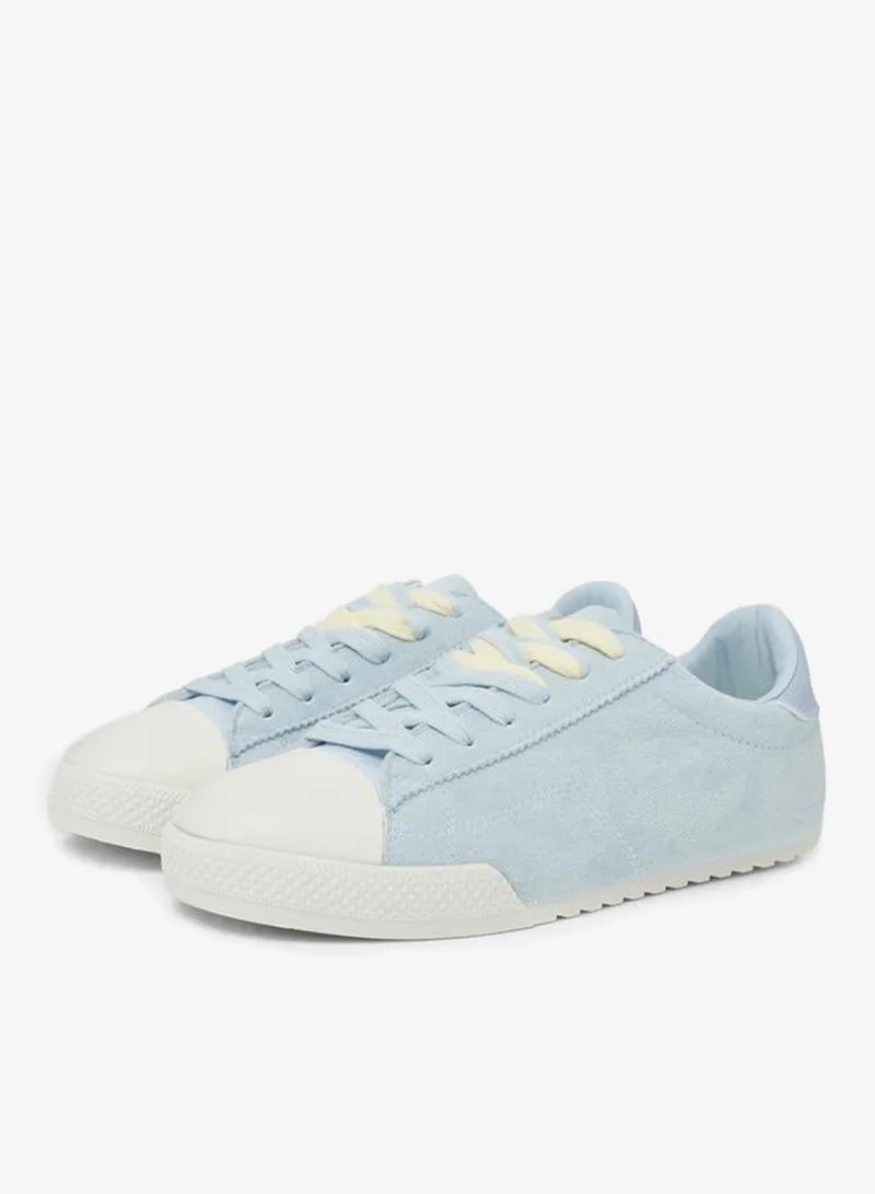 Styli  Light Blue Suede-Look Textile Sneakers for Women | Best Price UAE