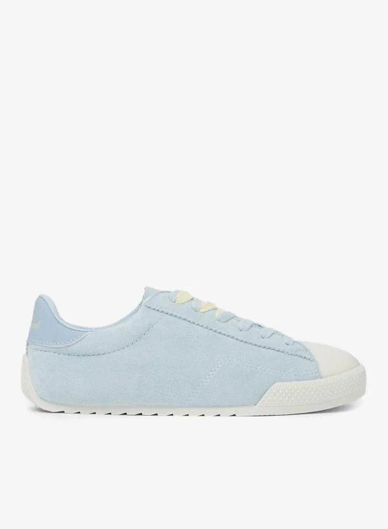 Light Blue Suede-Look Textile Sneakers