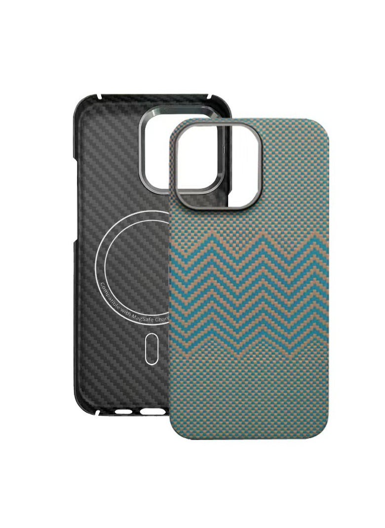 Generic Case for iPhone 14 Pro Max with MagSafe, Slim & Light Minimalist Style Protective Cover, 1500D Aramid Fiber Made, Carbon Fiber Texture, Wave  - Image 1